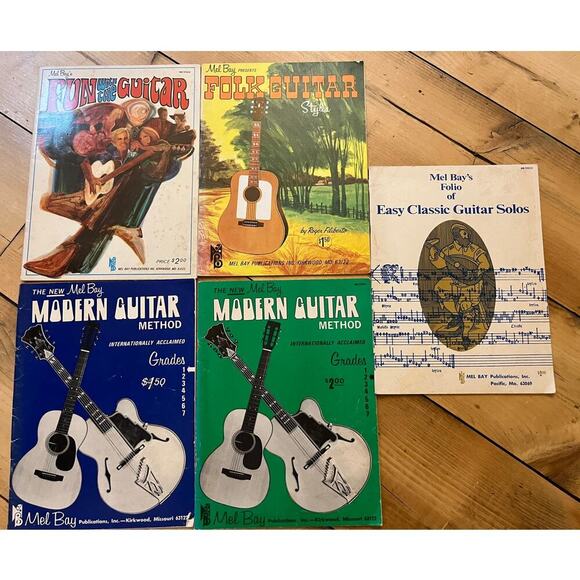 Vintage Guitar Lesson books lot of 5. Mel Bays. Paperback. music - Picture 1 of 2